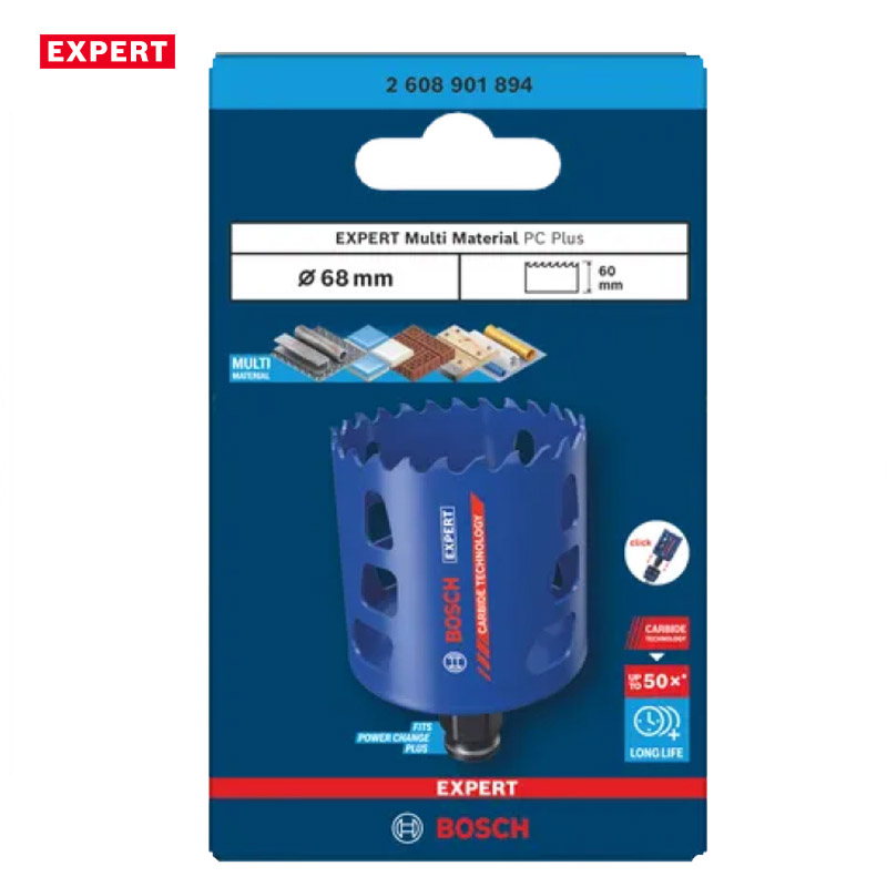 Carota profesionala BOSCH EXPERT Multi Material Power Change Plus, 68 x 60 mm