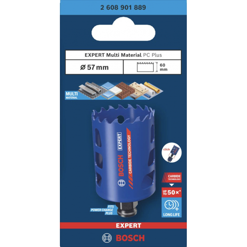 Carota profesionala BOSCH EXPERT Multi Material Power Change Plus, 57 x 60 mm