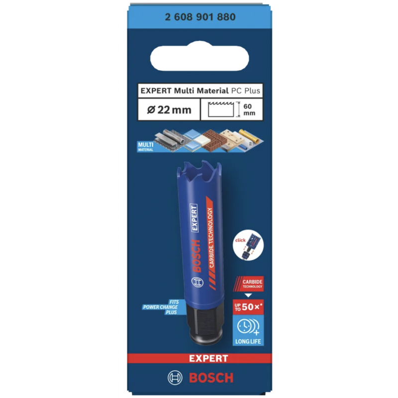 Carota profesionala BOSCH EXPERT Multi Material Power Change Plus, 22 x 60 mm