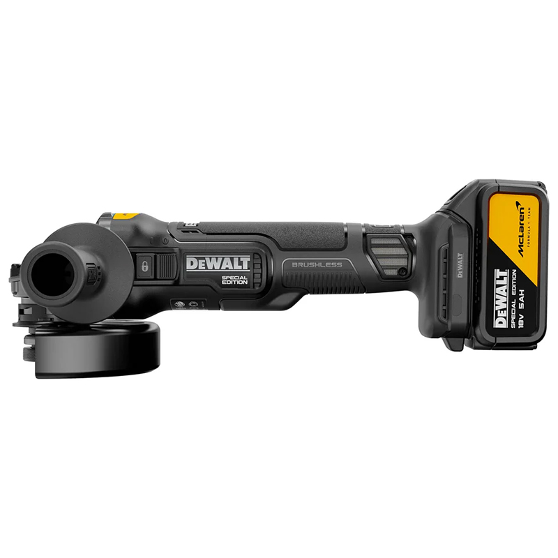 Polizor unghiular DeWALT McLaren F1 Team, 125mm, 18V, 2x5.0Ah, 9000rpm, incarcator, cutie T-STAK, tip DCG45MP2T-QW