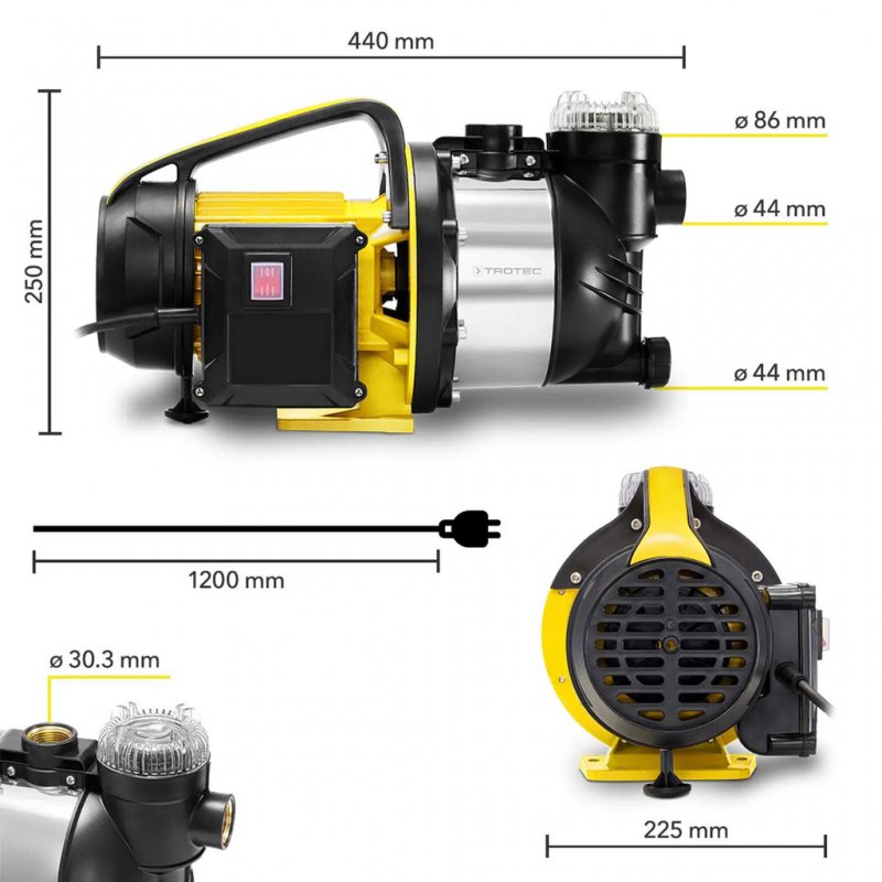 Pompa de suprafata cu filtru, 1300W, 4800 l/h, TROTEC TGP 4800 ESF
