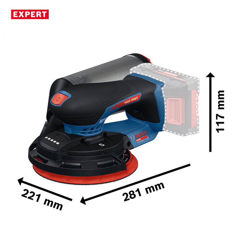 Slefuitor cu excentric si acumulatori 18V Li-Ion BOSCH EXPERT, 150 mm, cutie carton, tip EXEX 18V-150-5 EXPERT SOLO