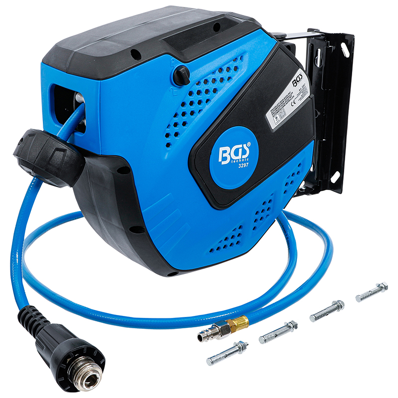 Derulator automat cu furtun aer comprimat 10m, 8x12mm, 20 bar, BGS
