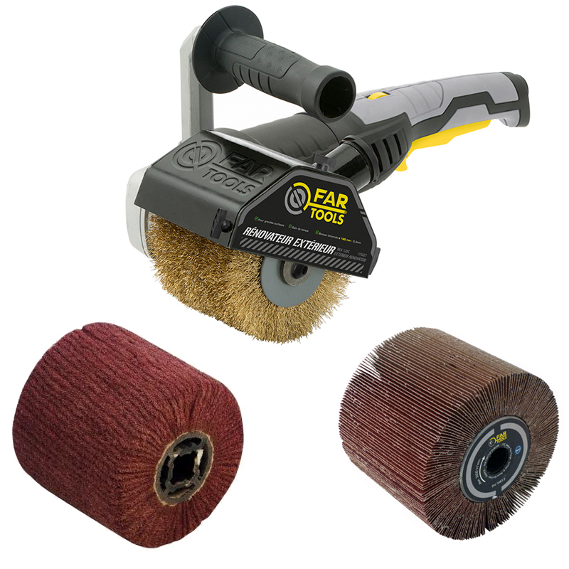 Set slefuitor cu perie FAR TOOLS, REX120D cu 3 perii incluse