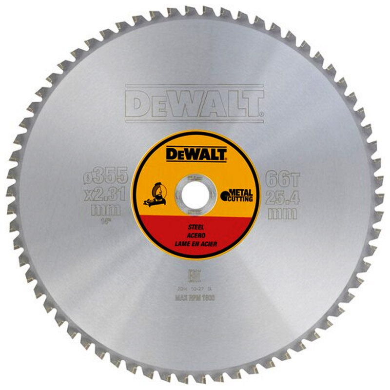 Disc pentru fierastrau circular pentru otel, 355 x 25.4 mm, 66 dinti, DeWalt Extreme