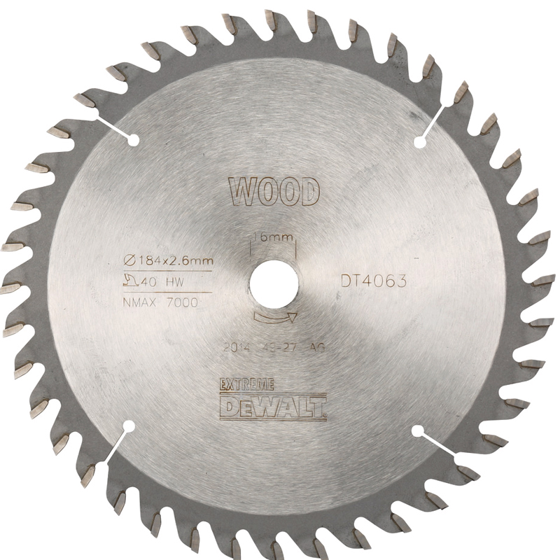 Disc (panza) circular Dewalt Extreme DT4063-QZ, 184x16x2.6 mm, 40 dinti, 