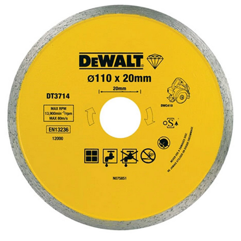 Disc diamantat continuu pentru placi ceramice, 110x20 mm, DeWalt DT3714-QZ