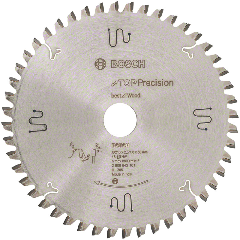 Disc placat pentru circular, 216 x 30 mm, 48 dinti, Top Precision Best for Wood