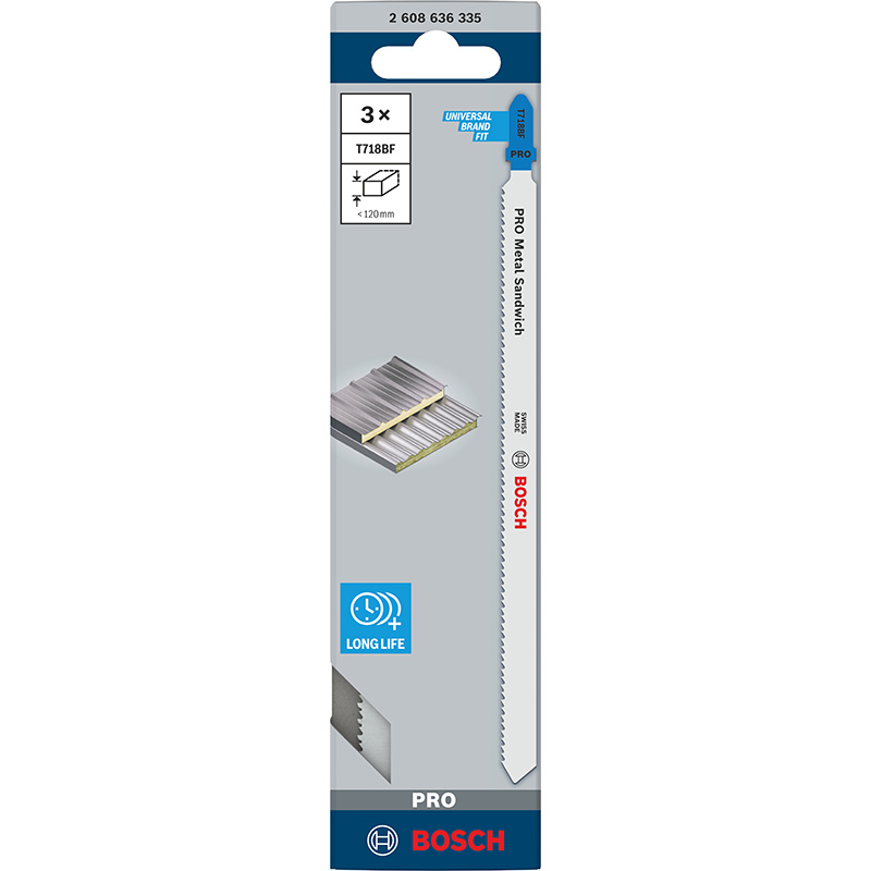 Panze fierăstrău vertical BOSCH T718BF - pentru panouri sandwich, set 3 bucăți