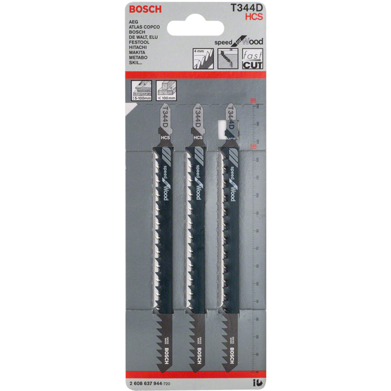 Panza fierastraie verticale BOSCH T344D - 152 mm, pentru lemn, set 3 buc.