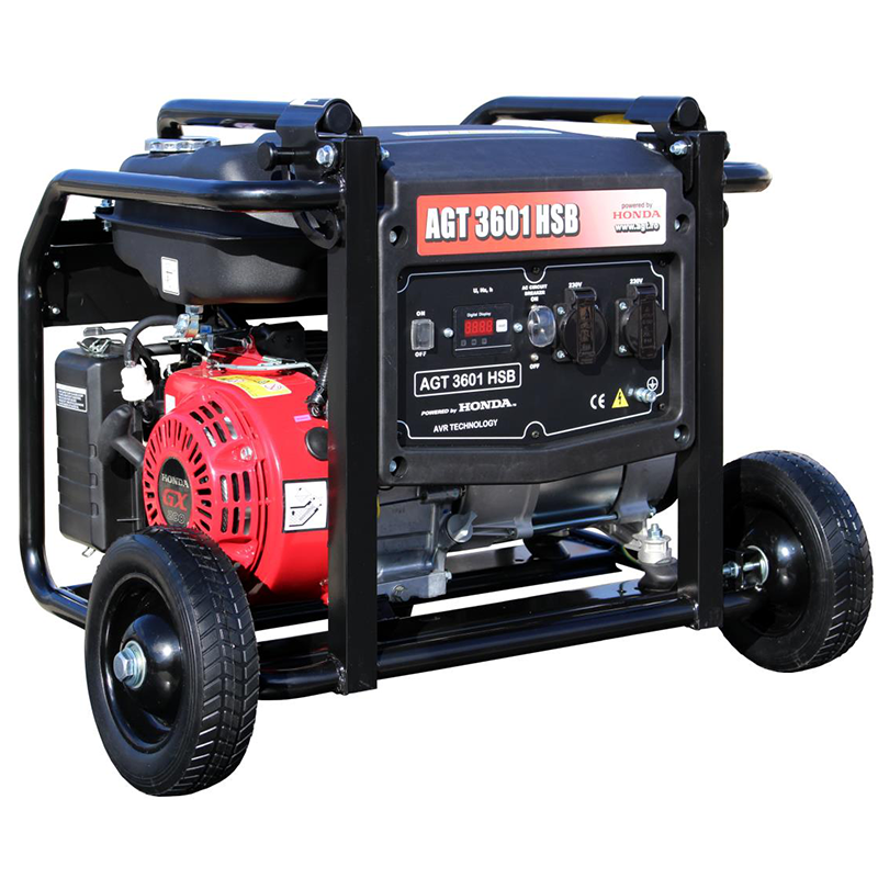 Generator de curent monofazat, 3 kW, motor Honda, AVR in standard, tip AGT 3601 HSB TTL