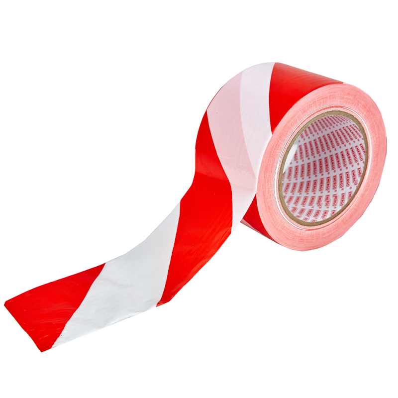 Banda avertizare alb-rosu Eco, neadeziva, 7cm x 200m, 0.03mm