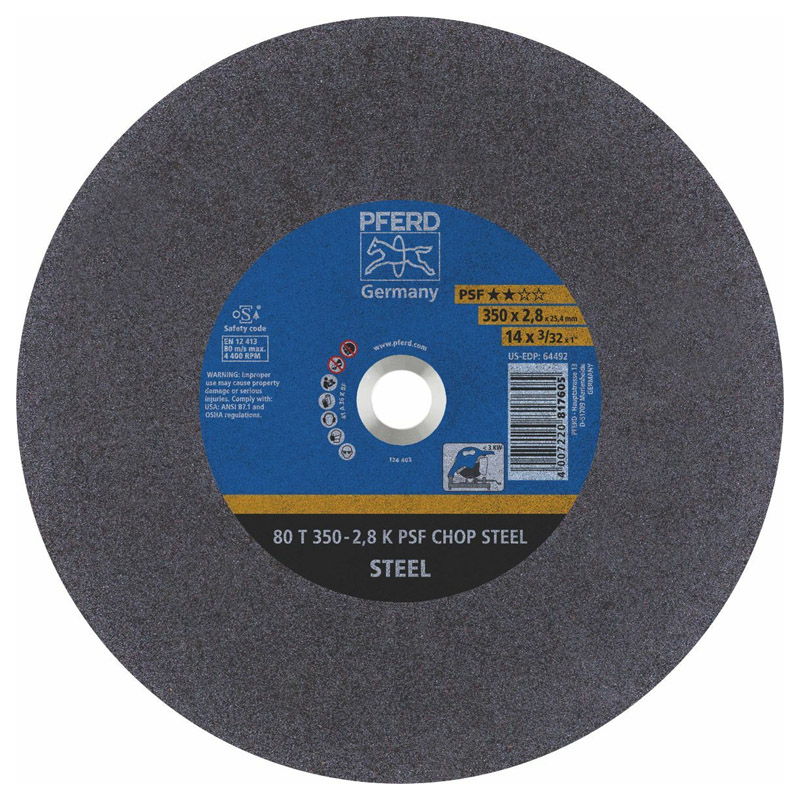 Disc abraziv pentru debitat/taiat otel, 350x25.4x2.8 mm A 36 K PSF