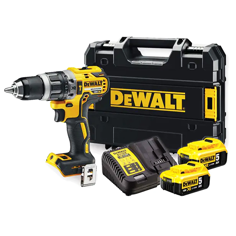 Masina de gaurit cu percutie DeWalt DCD796P2-QW | 18V, 2 x 5.0Ah Li-Ion, 27-70 Nm