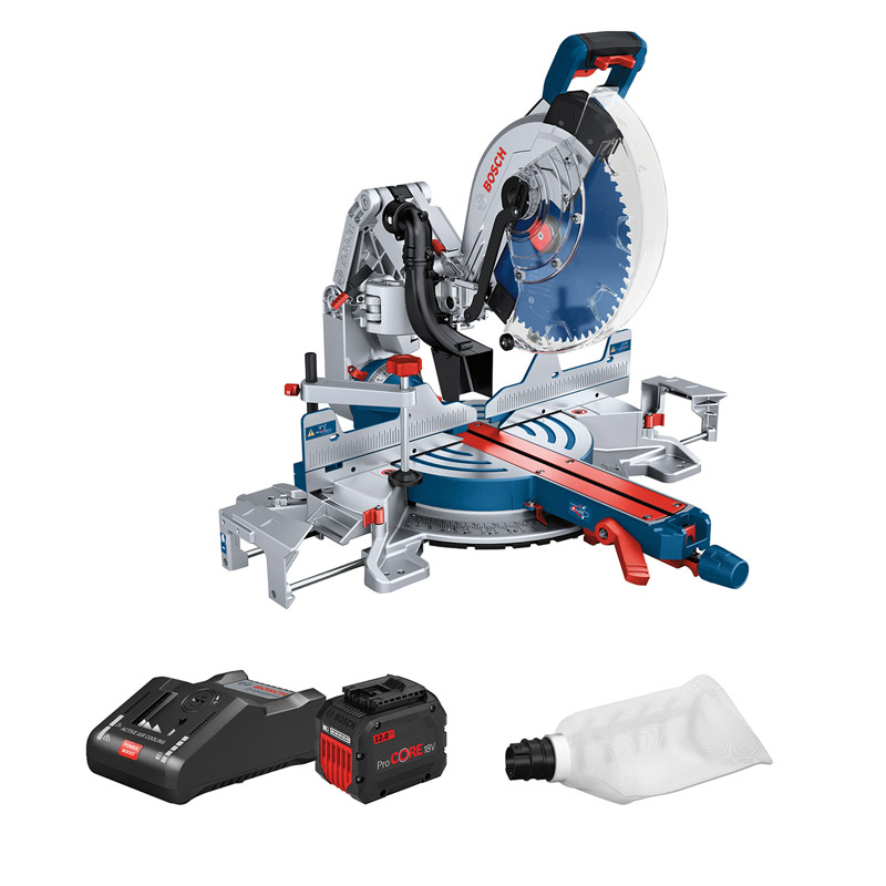 Fierastrau circular stationar BI-TURBO cu acumulatori ProCORE 2x18V/12 Ah, tip GCM 18V-305 GDC