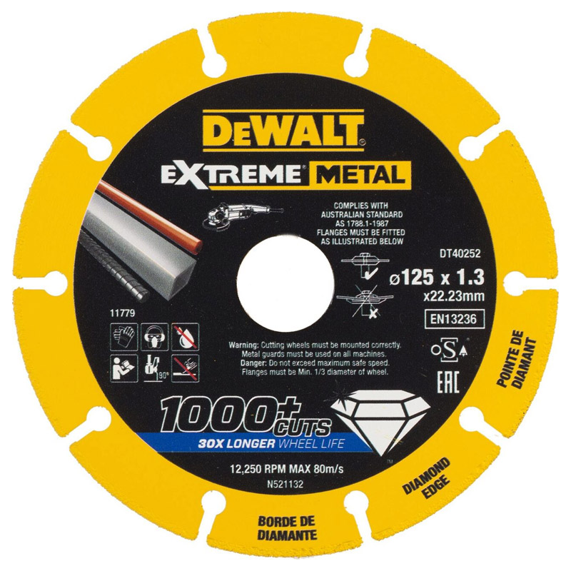 Disc diamantat DeWalt DT40252-QZ Extreme - 125x22.23 mm, pentru oteluri si materiale neferoase