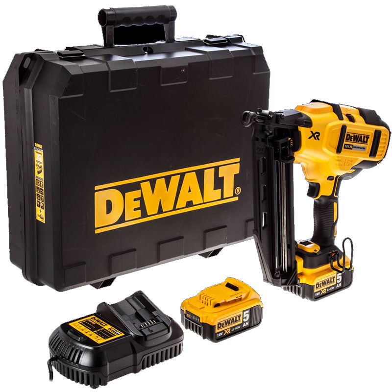 Pistol pentru cuie cu acumulatori DeWalt DCN660P2-QW, 18V, 2 X 5.0Ah, 32-63 mm