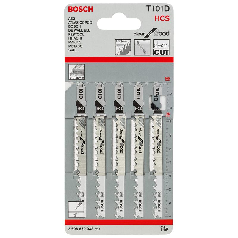 Panza fierastrau vertical BOSCH T101D - pentru lemn, taiere rapida, set 5 bucati