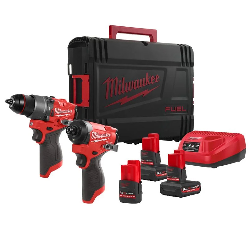 Set 2 scule 12V M12FPP2A2-5253X: M12FID2-0, M12FPD2-0, 2 x M12 HB5 5Ah, 1 x M12 HB2.5 2.5Ah, incarcator C12 C, cutie HD