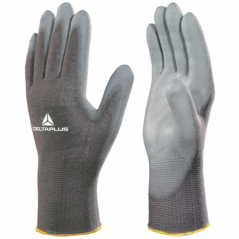 Manusi de protectie tricotate, palma cu strat de protectie PU, gri, marimea 8, DeltaPlus