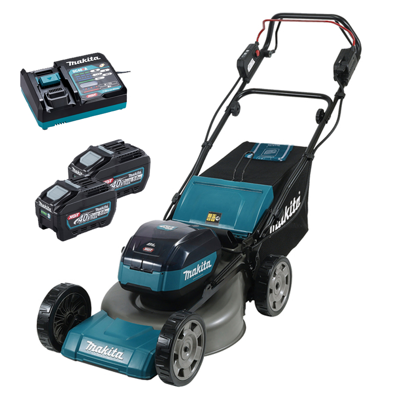 Masina de tuns iarba cu acumulatori 2x5.0Ah, 40V, 48cm, cu autotractare, Makita, tip LM001GT201, incarcator rapid 