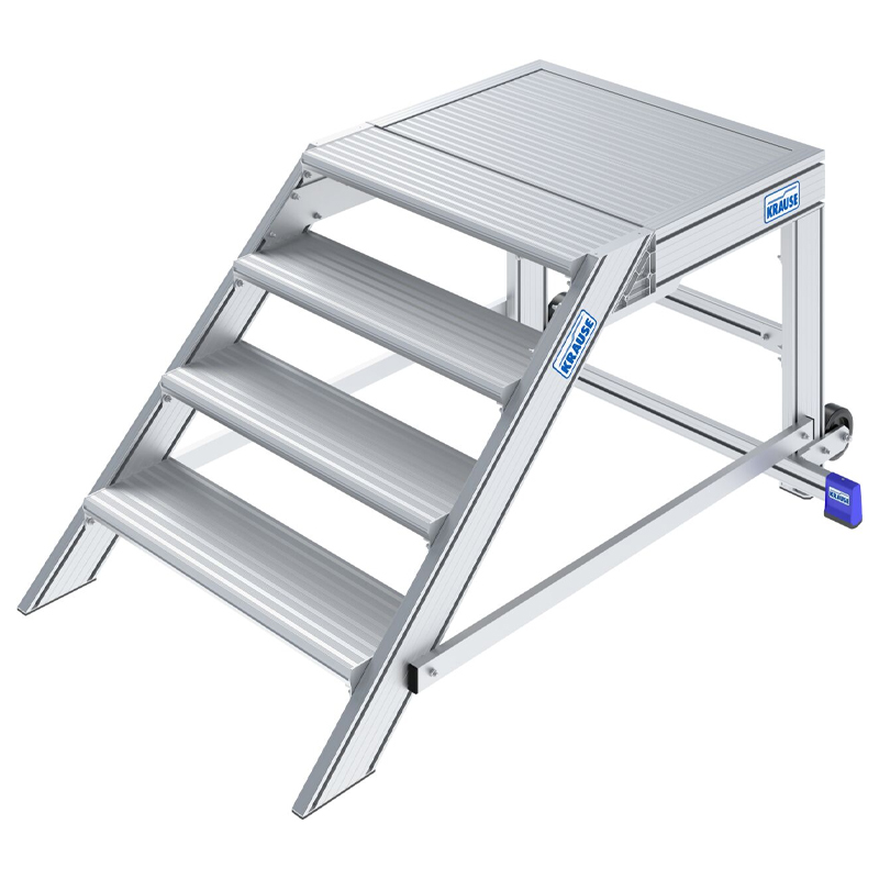 Scara cu podest mobila, 4 trepte, latime 600mm, inaltime platforma 0.8m, inaltime de lucru 2.8m