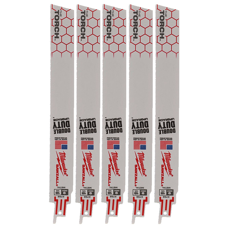 Set 5 panze Heavy Duty TORCH™ pentru lucrari grele in metal, pentru fierastraie sabie, bimetal, 230/1.4 mm-18 TPI