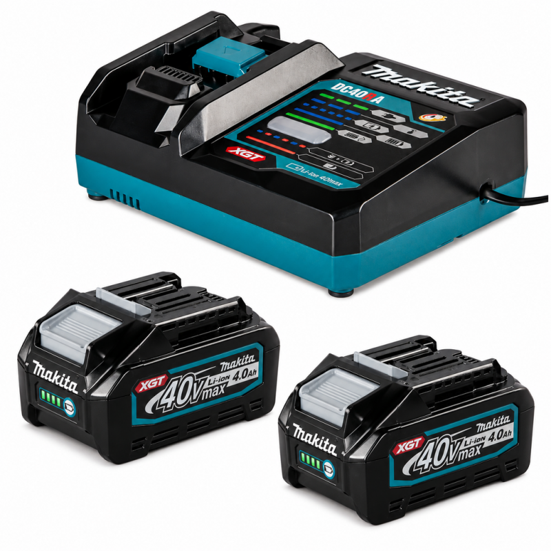 Pachet 2 acumulatori XGT Li-Ion 40V, max 4.0 Ah tip BL4040 + incarcator rapid tip DC40RA, MAKITA 191L77-9