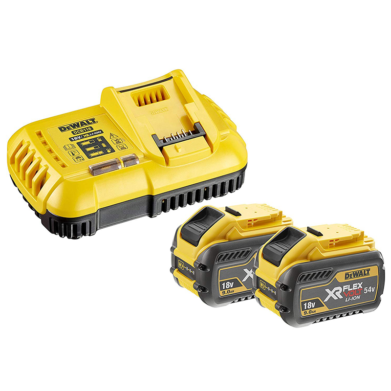 Pachet 2 acumulatori XR FLEXVOLT 18V / 9Ah si incarcator DCB118, Dewalt
