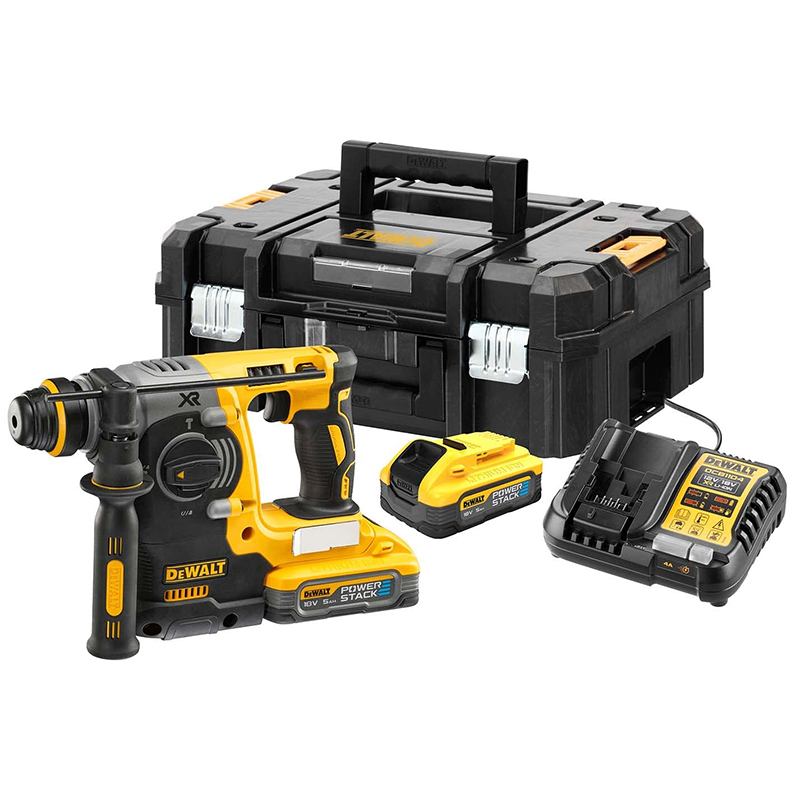 Ciocan rotopercutor SDS-plus, 3 moduri de lucru, 18V PowerStack Li-Ion, 2 x 5.0Ah, brushless, DeWalt DCH273H2T-QW