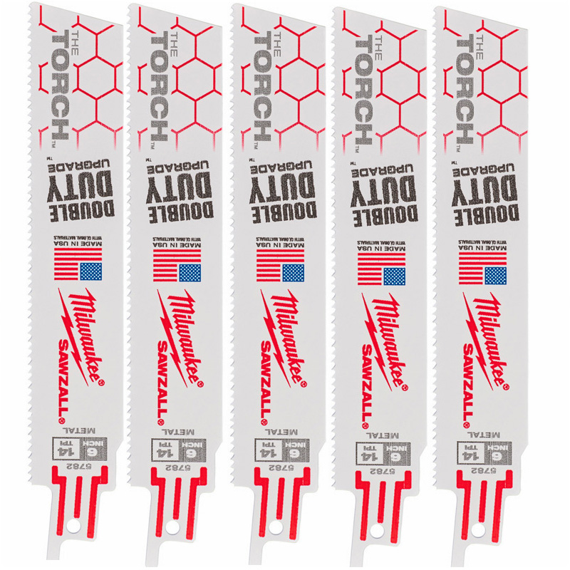 Set 5 panze Sawzall Heavy Duty TORCH™ pentru lucrari de demolare, pentru fierastraie sabie, bimetal, 150/1.8 mm - 14 TPI