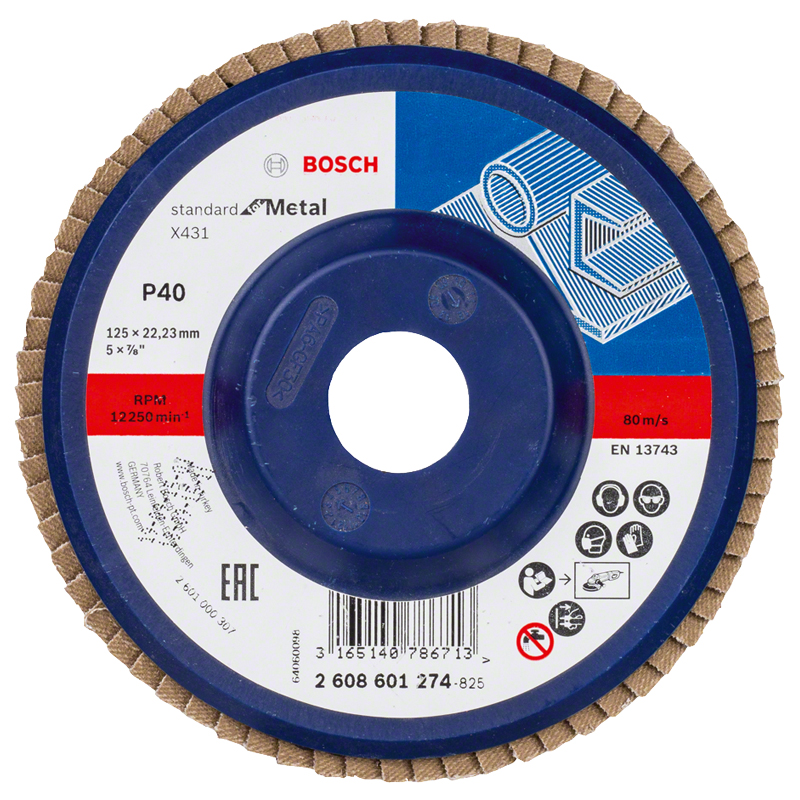 Disc lamelar / evantai de slefuire drept X431, 125 mm, G60