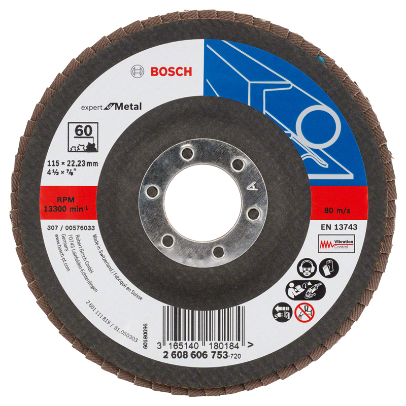 Disc lamelar / evantai de slefuire X551, 125 mm, G80, cu degajare, suport fibra 