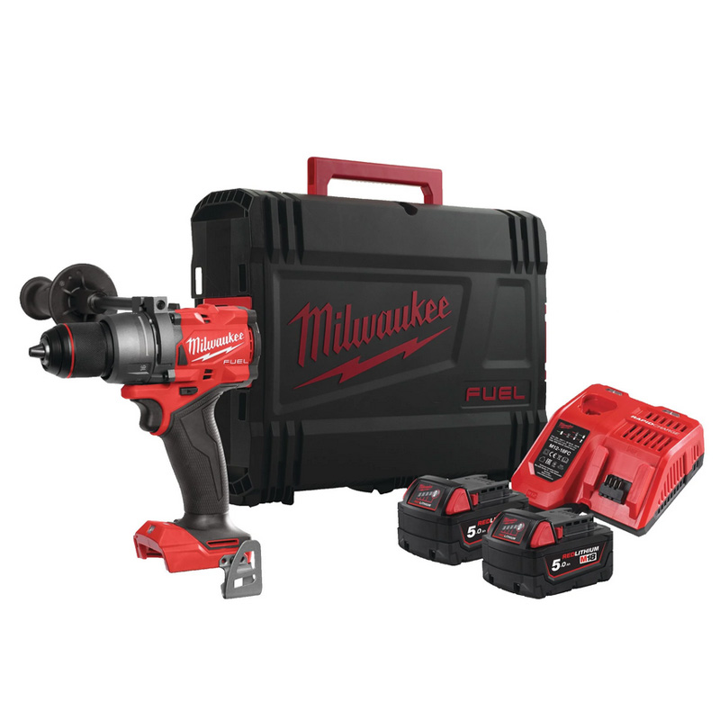 Masina de gaurit/insurubat Milwaukee, cu percutie si acumulatori 18V Li-Ion 2x 5.0 Ah, 158 Nm, tip M18FPD3MC-502X