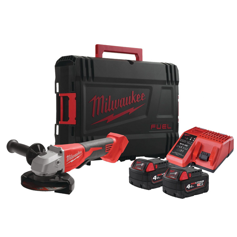 Polizor unghiular 125 mm cu acumulatori 18V Li-Ion, 2 x 4.0 Ah, Milwaukee M18BLSAG125XPDMC-402X