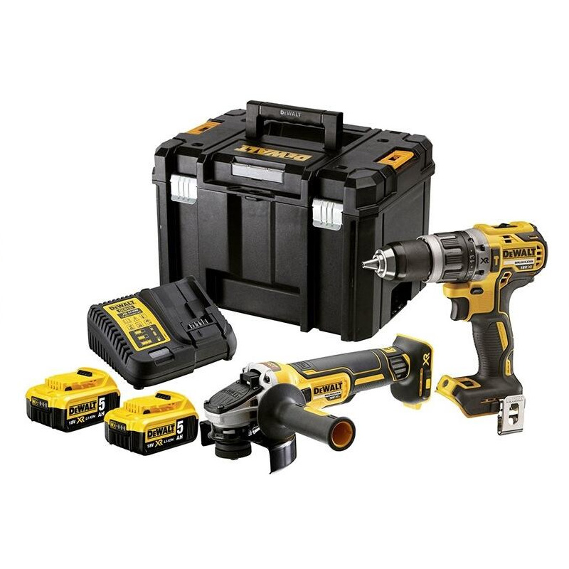 Set 2 Scule 18V Li-Ion XR: DCD791, DCG405, 2 x acu. 5.0Ah, incarcator rapid tip DCB, TSTAK, tip DCK2020P2T-QW