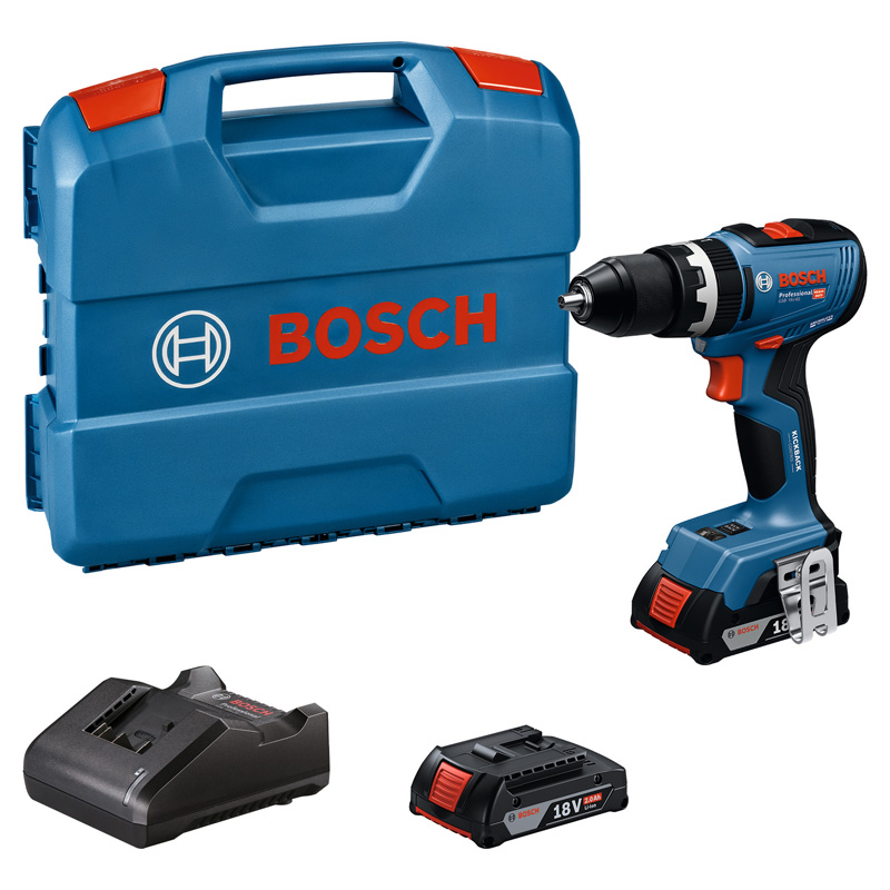 Masina de gaurit/insurubat cu percutie si acumulatori 18V Li-Ion, 2x 2.0Ah, 31/65 Nm, tip GSB 18V-65