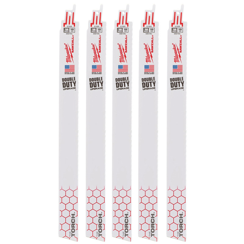 Set 5 panze Sawzall Heavy Duty TORCH™ pentru lucrari de demolare, pentru fierastraie sabie, bimetal, 300/1.8 mm - 18 TPI