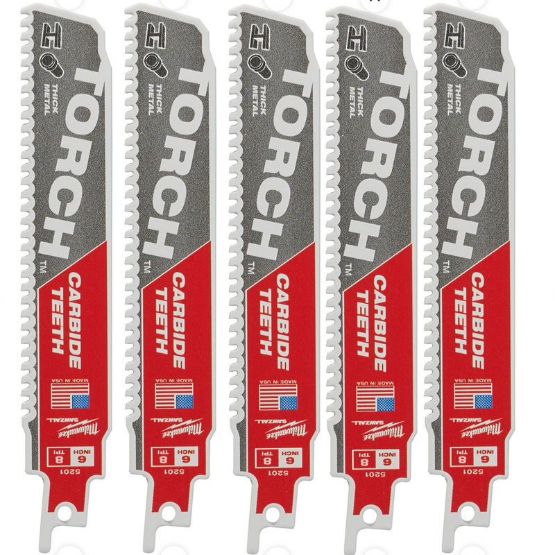 Set 5 panze Heavy Duty TORCH™ pentru lucrari de demolare, pentru fierastraie sabie, dinti carbura, 300/1.27 mm - 8 TPI 