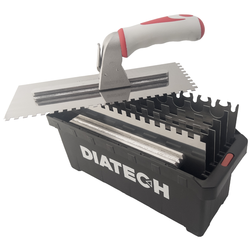 Set 6 gletiere crestate cu maner comutabil si cutie, Diatech