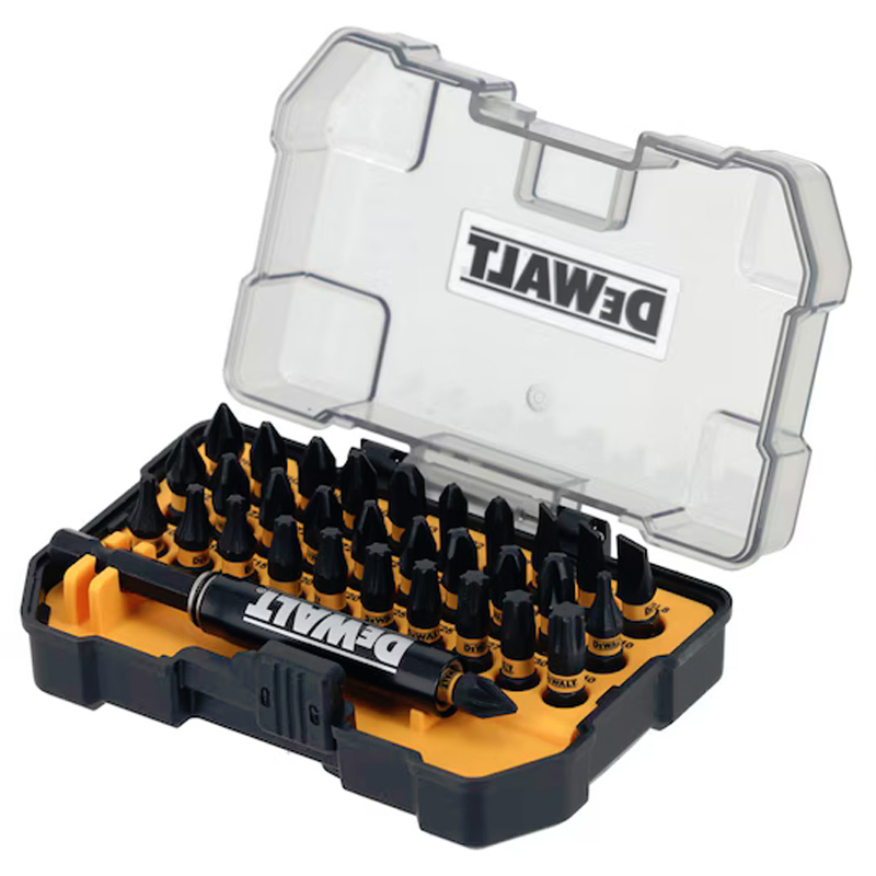 Set 32 accesorii pentru insurubare, 31 biti de impact EXTREME FLEXTORQ PH1-2-3, PZ1-2-3, SL6-8, T10-T40, 25 mm, cu prelungitor Impact Ready pentru biti, tip DT70585T-QZ