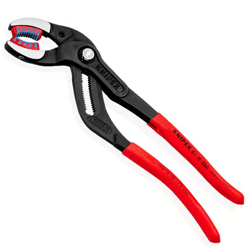 Cleste pentrut sifon, conectori si tevi plastic 250 mm, Ø 10-75 mm, Knipex