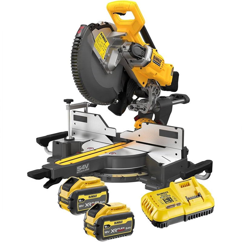 Fierastrau circular cu taiere inclinata 305 mm, cu acumulatori Li-Ion XR FLEXVOLT 54 V 2x 9.0 Ah, DeWalt tip DCS781X2-QW