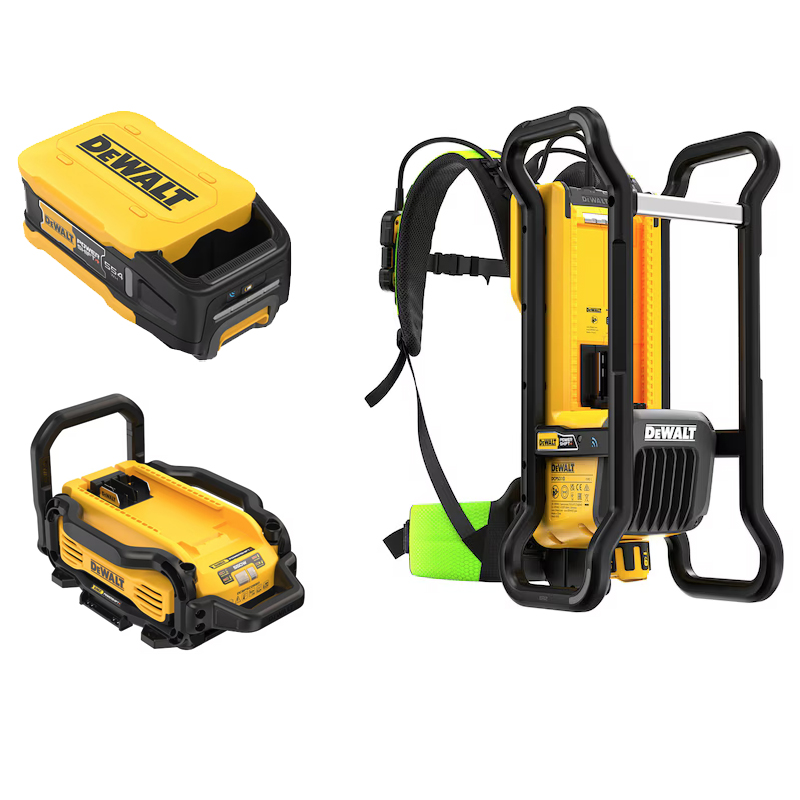 Vibrator de beton tip rucsac PowerPack, acumulator 55V, 540Wh, 10Ah si incarcator, Dewalt PowerShift, tip DCPS310
