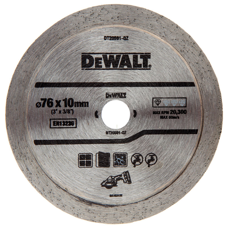 Disc diamantat 76x9.5x1.6 mm, pentru materiale dure (tigla), DeWalt DT20591-QZ