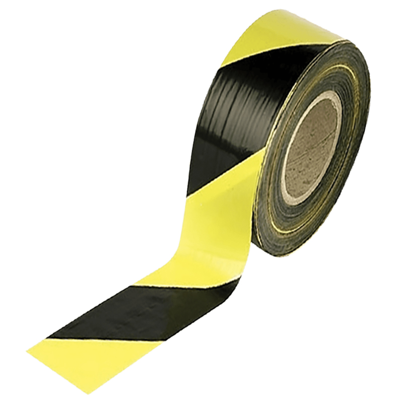 Banda delimitare avertizare negru-galben, neadeziva, 7cm x 200m