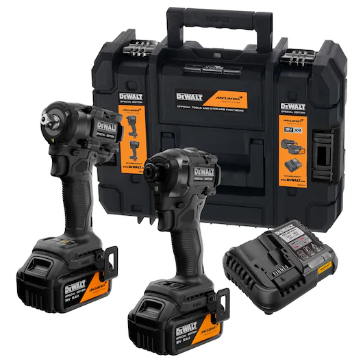 Set 2 scule Dewalt McLaren F1 Team: DCF86MP, DCF92MP, 2 x acumulatori 5 Ah, incarcator, TSTAK KITBOX
