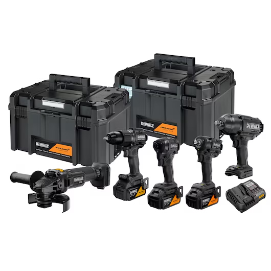 Set 5 scule Dewalt McLaren F1 Team: DCD86MP, DCF99MP, DCG45MP, DCF86MP, DCF92M, 3 x acumulatori 5 Ah, incarcator, 2xTSTAK KITBOX