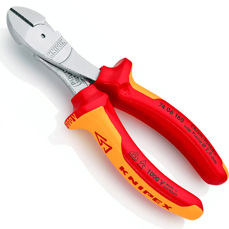 Cleste de forta KNIPEX VDE cu taietura laterala si parghie mare, 160 mm