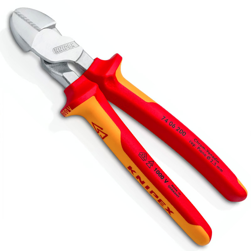 Cleste de forta KNIPEX VDE cu taietura laterala si parghie mare, 200 mm